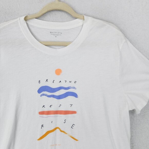 Athleta Shirt Womens Medium White Morgan Harper Breathe Rest Rise Graphic Tee - Picture 2 of 11
